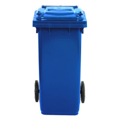 Bidone carrellato per raccolta differenziata 120 lt con coperchio PEHD Mobil Plastic blu - 1/120/5-BLB